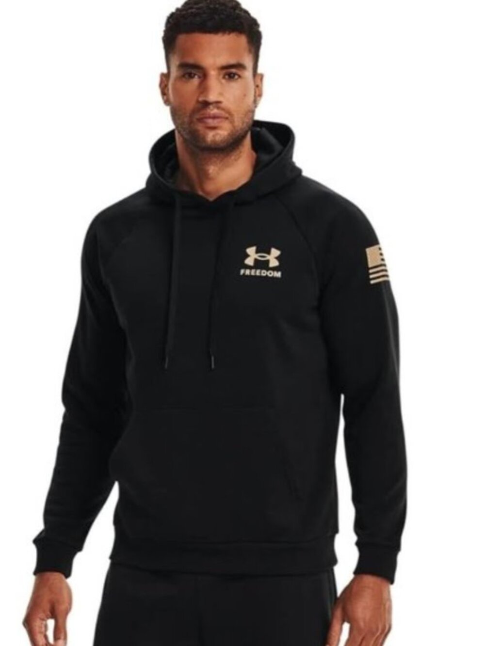Under Armour Freedom Flag Hoodie in Black USA Military Athleisure Casual Men's L